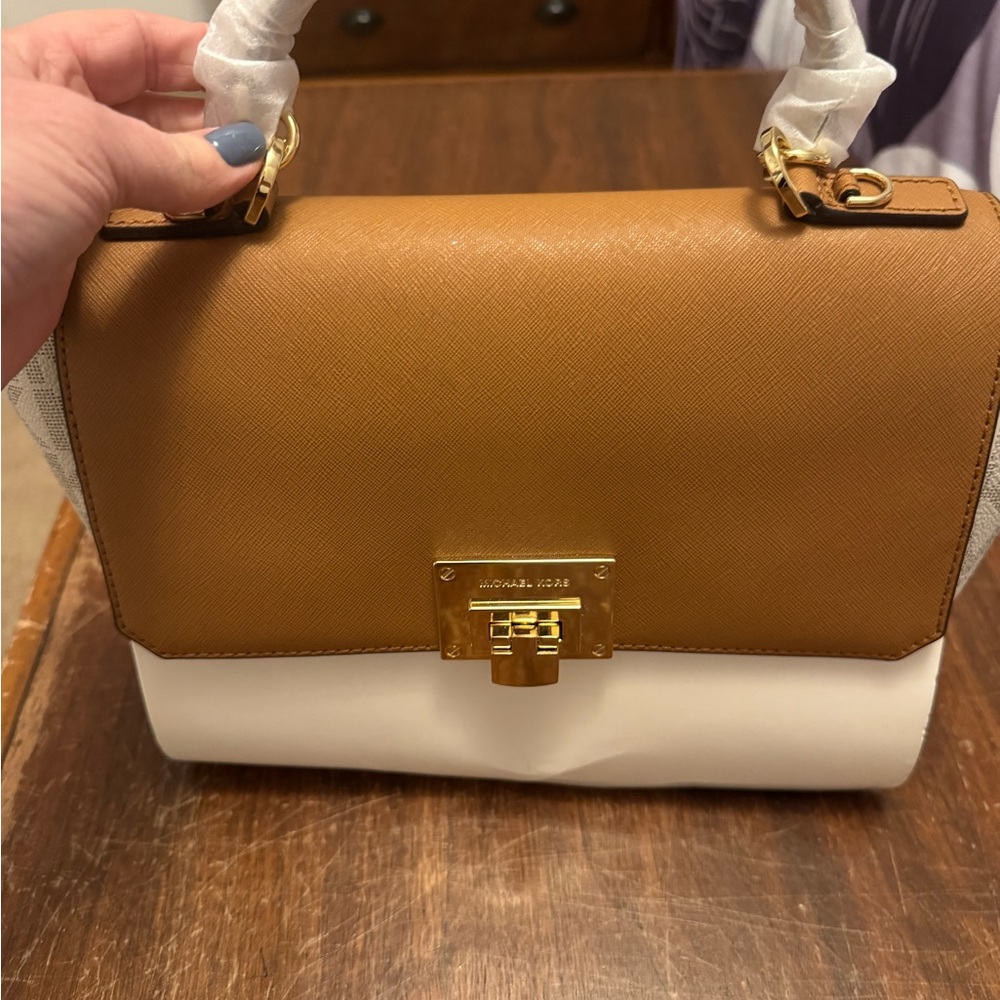 Michael Kors Brown and Cream Shoulder Bag